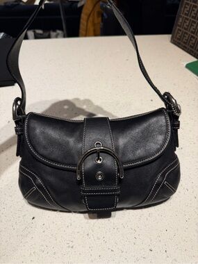 Coach small vintage soho Black Leather Shoulder Bag with Buckle Detail